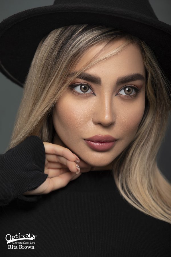 لنز چشم رنگی قهوه ای دور دار اُپتی کالر مدل  Rita-Brown - Image 6