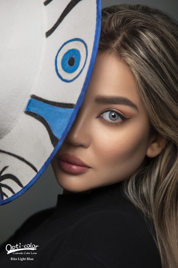 لنز چشم رنگی اُپتی کالر مدل Rita-Light-Blue رنگ آبی روشن - Image 9