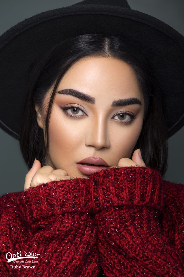 لنز چشم رنگی اُپتی کالر مدل Ruby-Brown قهوه ای روشن - Image 2