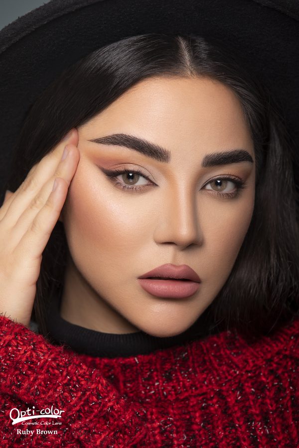 لنز چشم رنگی اُپتی کالر مدل Ruby-Brown قهوه ای روشن - Image 3
