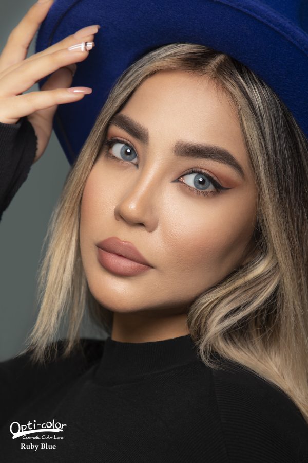 لنز چشم رنگی اُپتی کالر مدل ruby-blue رنگ آبی - Image 2