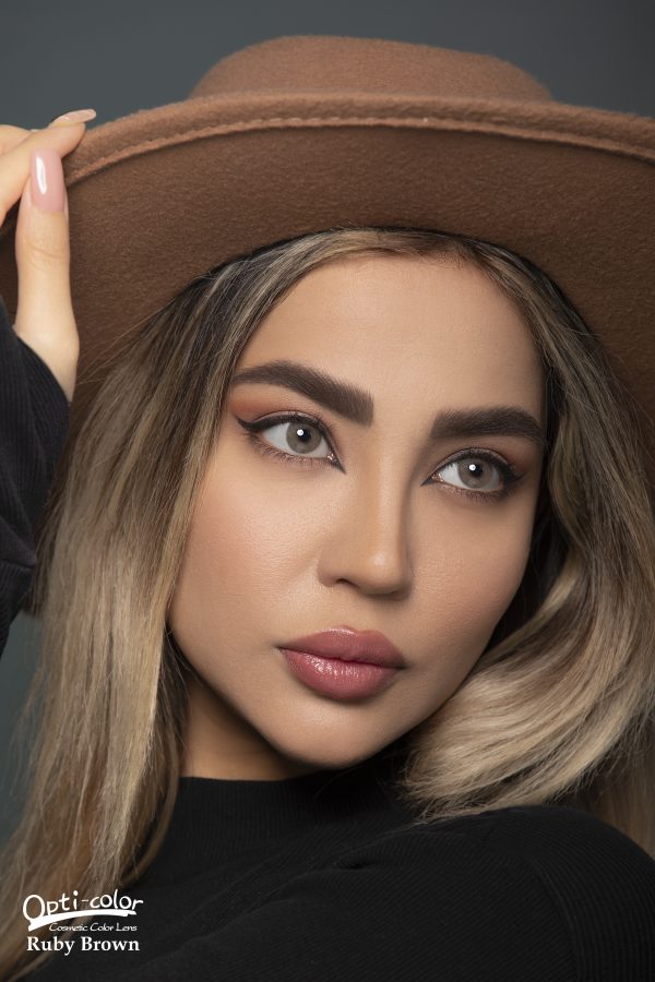 لنز چشم رنگی اُپتی کالر مدل Ruby-Brown قهوه ای روشن - Image 4