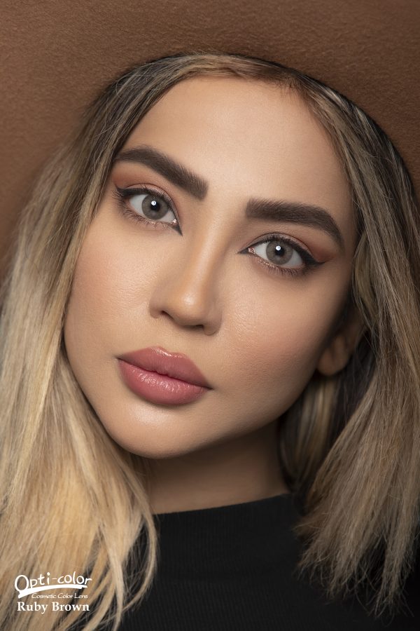 لنز چشم رنگی اُپتی کالر مدل Ruby-Brown قهوه ای روشن - Image 5