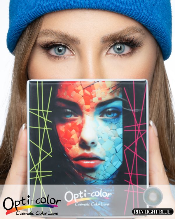 لنز چشم رنگی اُپتی کالر مدل Rita-Light-Blue رنگ آبی روشن - Image 5