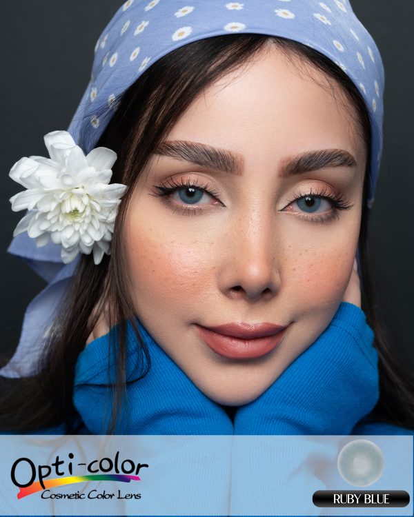لنز چشم رنگی اُپتی کالر مدل ruby-blue رنگ آبی - Image 5