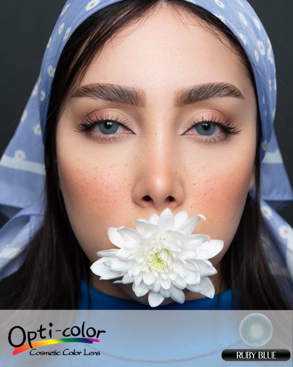 لنز چشم رنگی اُپتی کالر مدل ruby-blue رنگ آبی - Image 6
