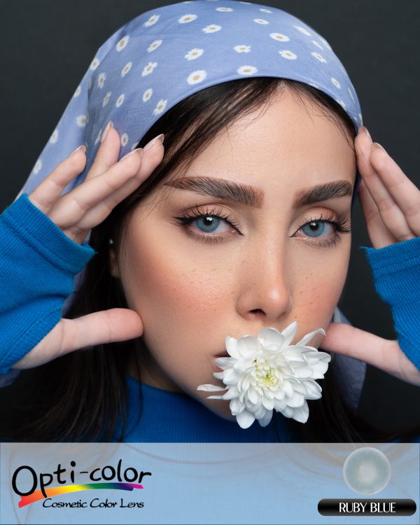 لنز چشم رنگی اُپتی کالر مدل ruby-blue رنگ آبی - Image 7