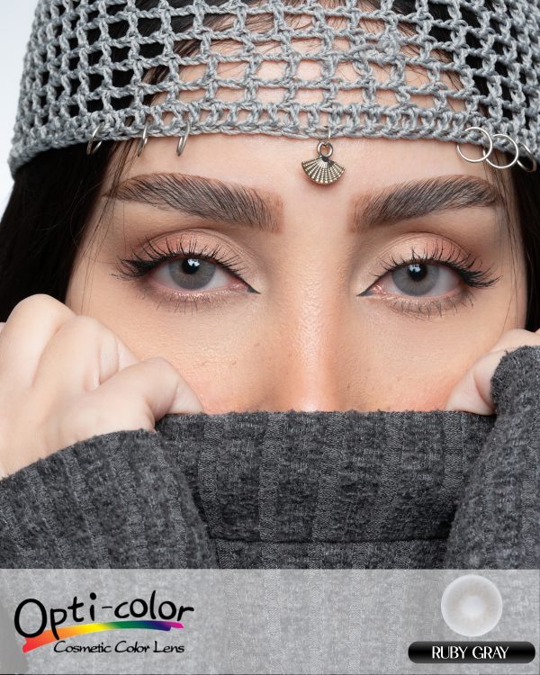 لنز چشم رنگی اُپتی کالر مدل Ruby-Gray طوسی یخی - Image 2