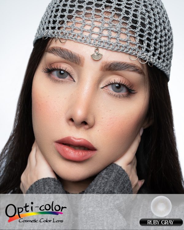 لنز چشم رنگی اُپتی کالر مدل Ruby-Gray طوسی یخی