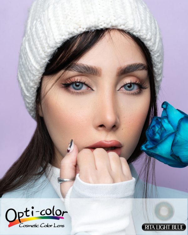 لنز چشم رنگی اُپتی کالر مدل Rita-Light-Blue رنگ آبی روشن - Image 6