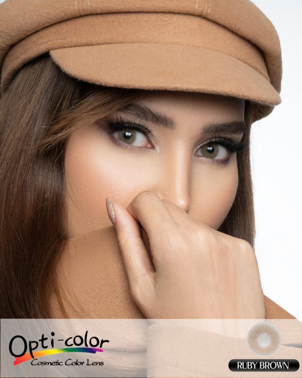 لنز چشم رنگی اُپتی کالر مدل Ruby-Brown قهوه ای روشن - Image 6