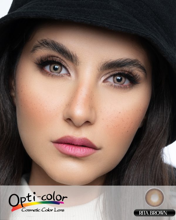 لنز چشم رنگی قهوه ای دور دار اُپتی کالر مدل  Rita-Brown