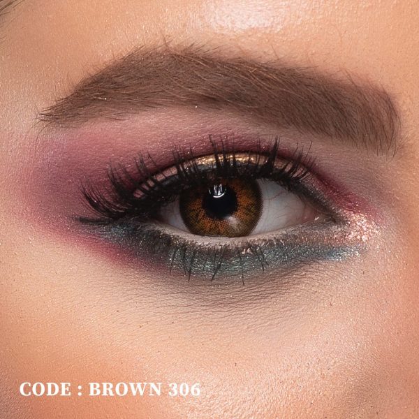 لنز قهوه‌ای با رده‌های عسلی brown 306