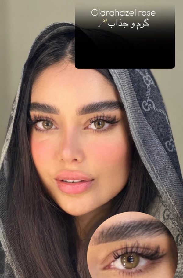 لنز رنگی عسلی دور سبز محو clara Hazel - Image 2